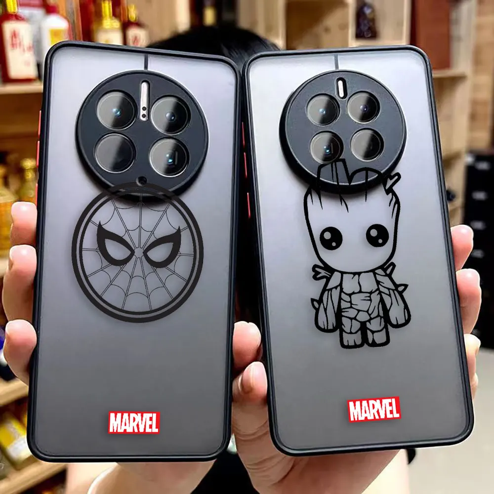 

Matte Phone Case for Huawei P50 P40 P30 P20 MATE 40 30 20 PRO PLUS Y7P Y8P Case Funda Coque Shell Cover Marvel Heroes Logo Head