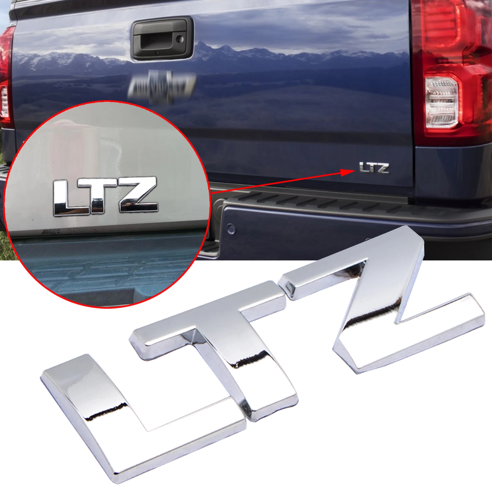 

Хром OEM LTZ эмблема значок 3D буква задняя дверь логотип таблички для Chevrolet Silverado Tahoe Suburban