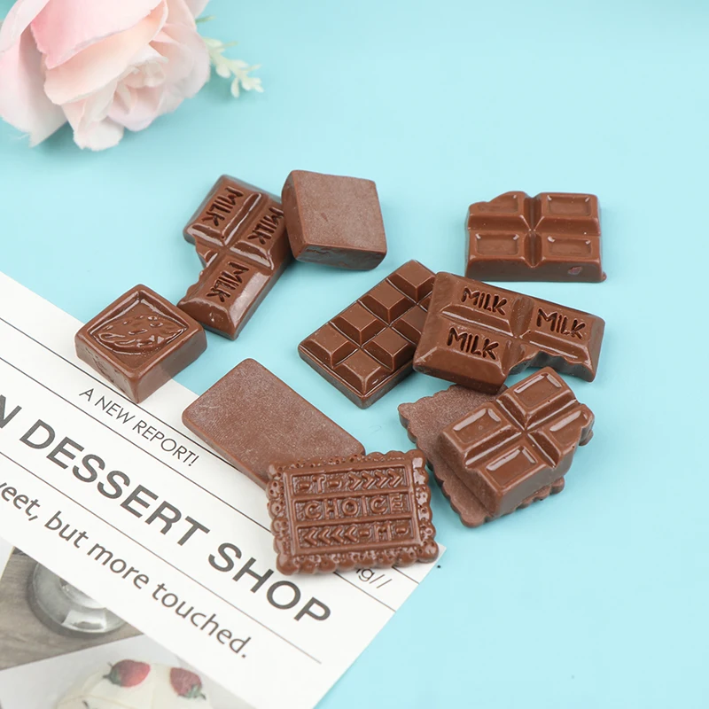 10Pcs 1:12 Dollhouse Miniature Chocolate Snacks Model Food Accessories For Doll House Decor Kids Pretend Play Toys Gift