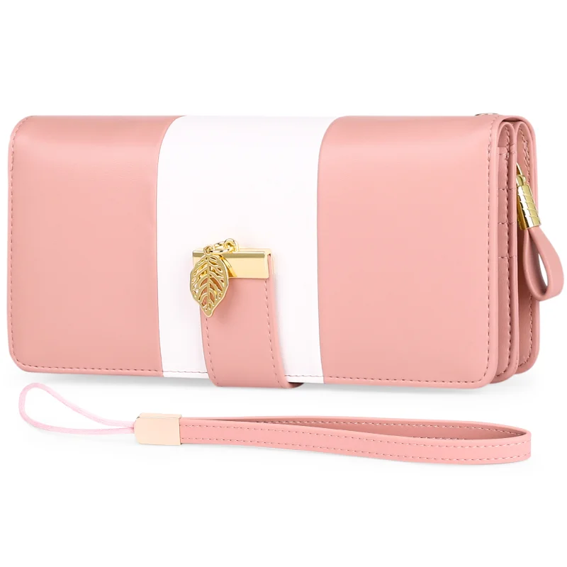 New Ladies Wallet Long Clutch Phone Bags Contrast Color PU Leather Wallets Women Money Bag Credit Card Holder Zipper Coin Purses