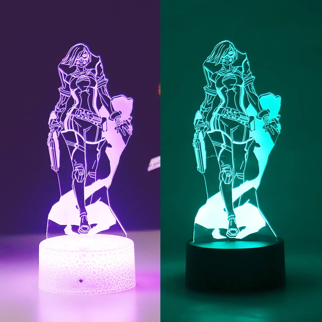 

VALORANT Viper 3D светодиодный ночник для детей Аниме игра фигурки Killjoy спальня закат лампа Декор Дети Иллюзия подарок Omen Jett