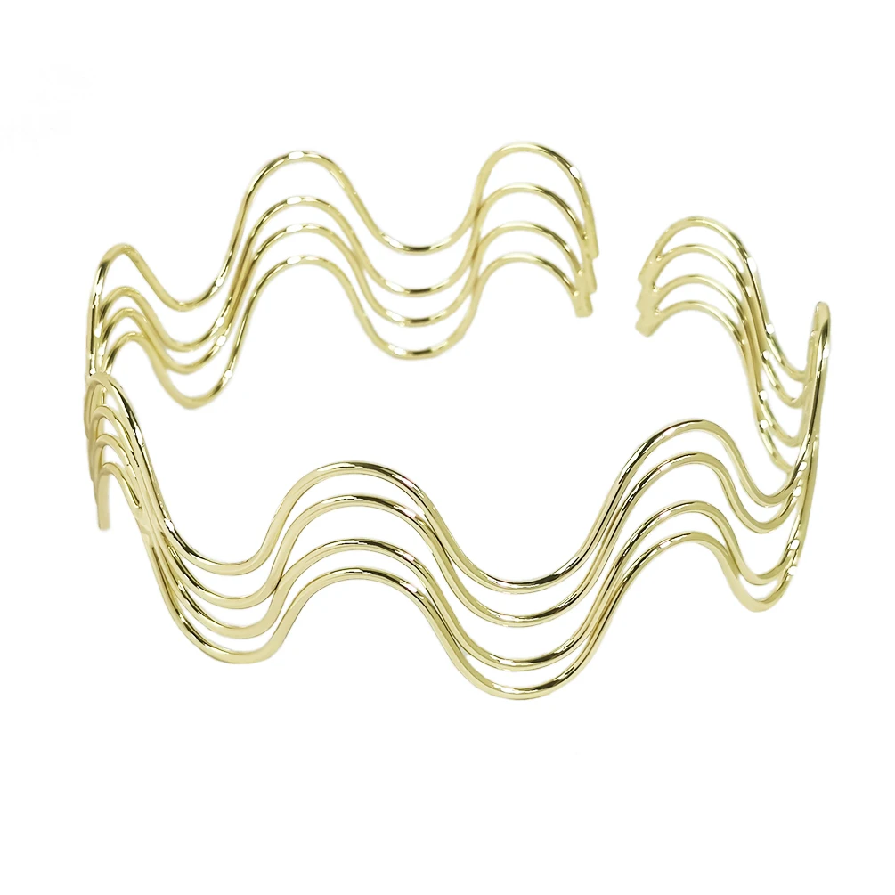 

KDLUN Wavy Rigid Metal Multilayer Statement Necklace Bib Neck Collar Choker For Women Gold Color Torques Fashion Jewelry 2023
