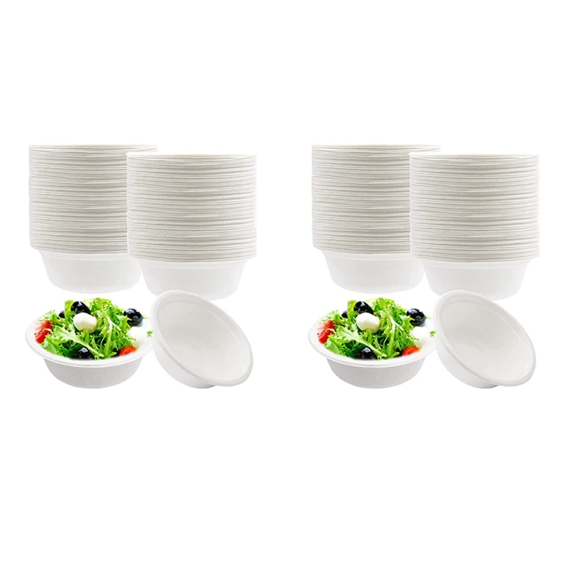

200 PCS Disposable Paper Bowls Biodgradble Bowl,12 OZ White Party Paper Bowls,Natural Sugarcane Fibers Bowls