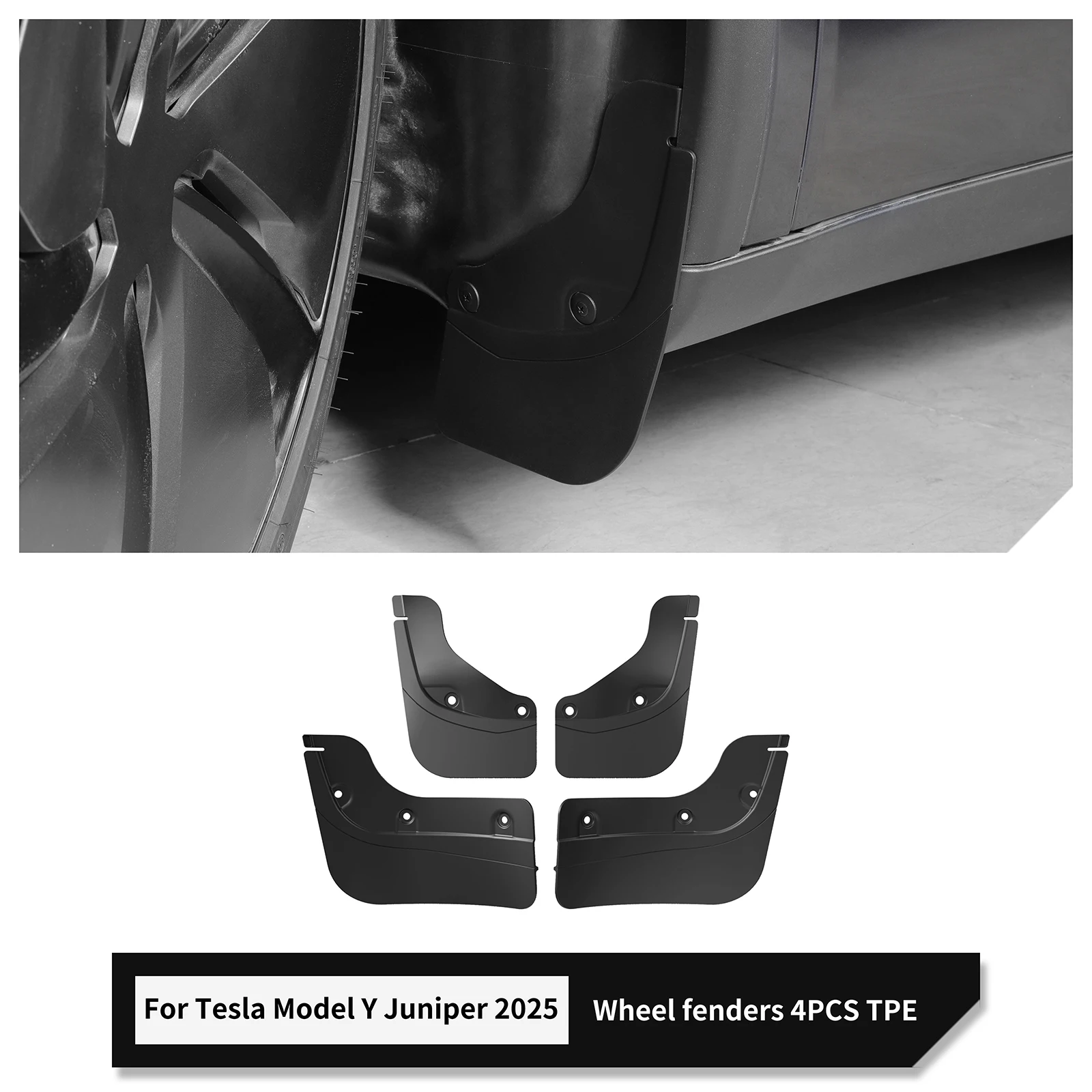 

Tesla Model Y Juniper/Launch 2025 Автомобильные Брызговики Из Материала TPE Аксессуары Для Передних И Задних Колес 4 Шт. В Ко...