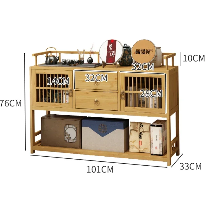 Многофункциональный бамбуковый чайный шкаф деревянная полка для хранения