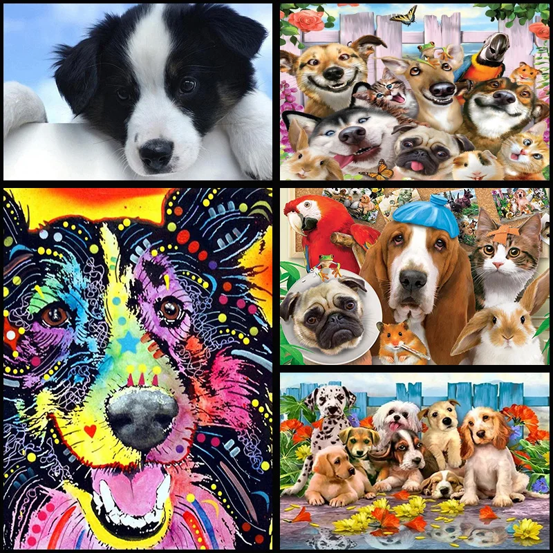 

Набор для алмазной вышивки стразы, картина с мультяшными животными, собаками, 5D, мозаика, вышивка крестиком
