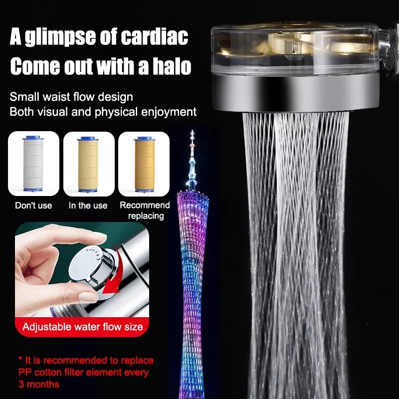 

Turbocharged Shower Head Adjustable Water Pressure Shower Sprayer with Filter Handheld Universal Showerhead Bath Shower Nozzle