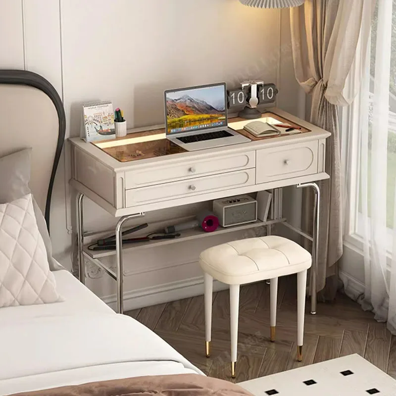 

Essentials Modern Led Dressing Table Glass Women Multifunction Large Drawers Dressing Table High End Coiffeuse Home Furniture