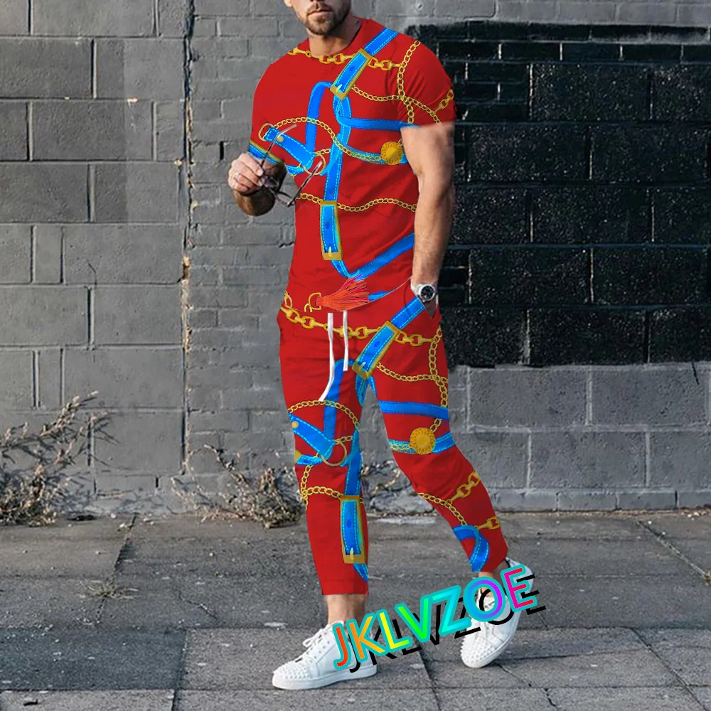 Men's Summer T Shirt Tracksuit Sets Fashion Trousers Suit Luxury Brand Male Short Sleeve Casual Pants Streetwear Outfits Jogger