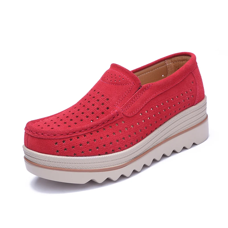 New Platform Women Shoes Moccasins for  Comfortable Loafers Leather Suede Hollow Out  Flats Sneakers Zapatillas Mujer