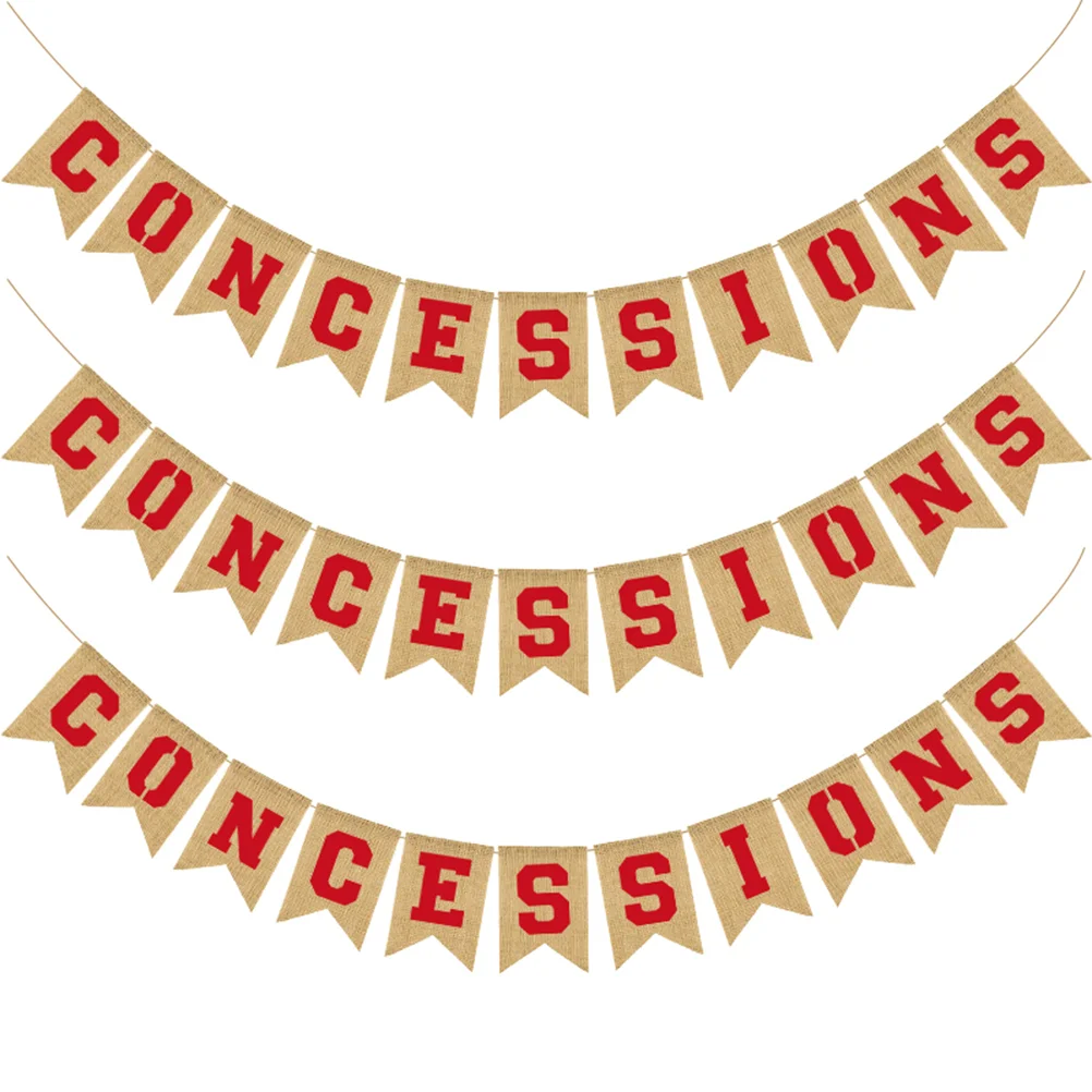

1pc Burlap Banner Creative Sports Theme CONCESSIONS Bunting Linen Banner Flag Hanging Garland for Banquet Decor