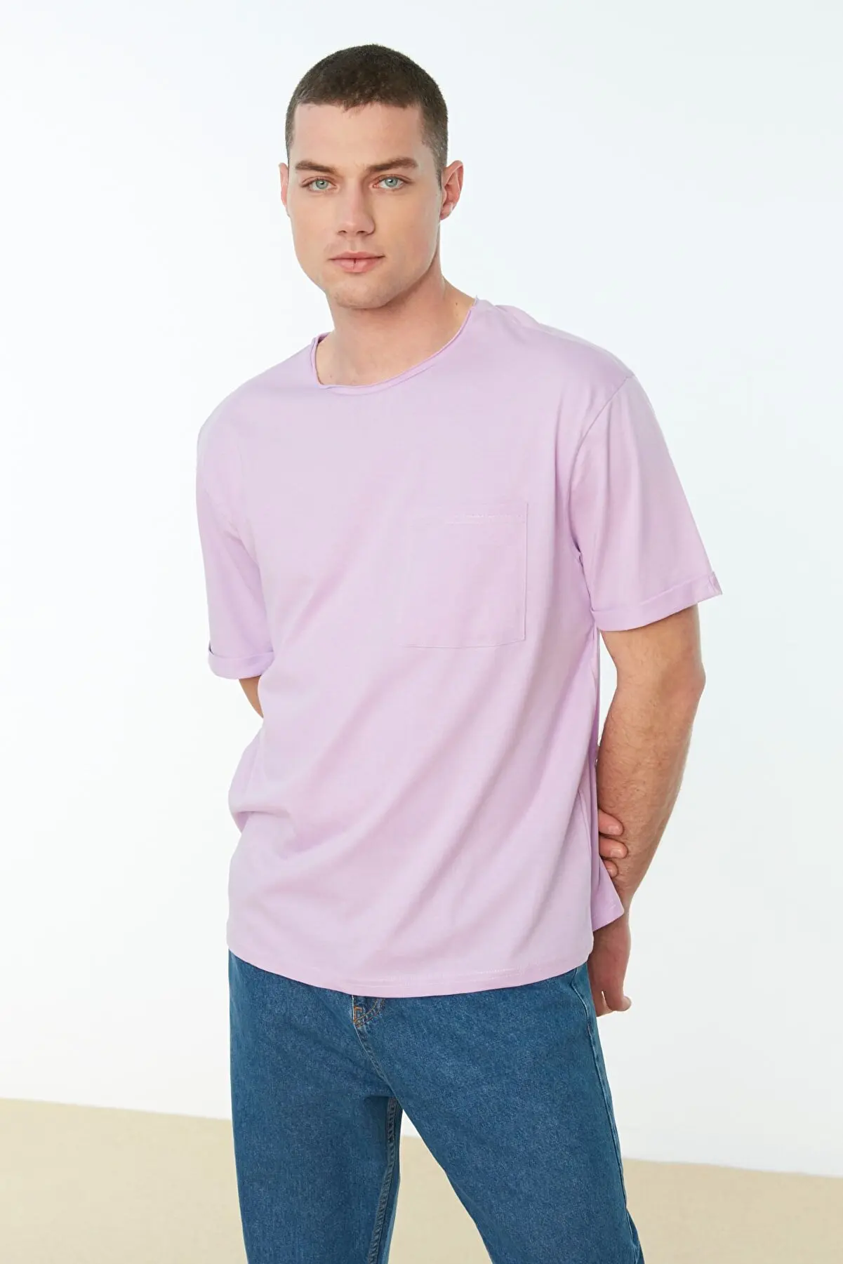 

Lilac Men's Oversized Fit 100% Cotton Tshirt t-shirts For Men Summer Fashion