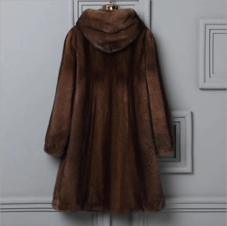 Mink Fur 2022 New Fashion Winter Imitation Mink Coat Women's Long Mink Hooded Faux Fur Warm Outwear