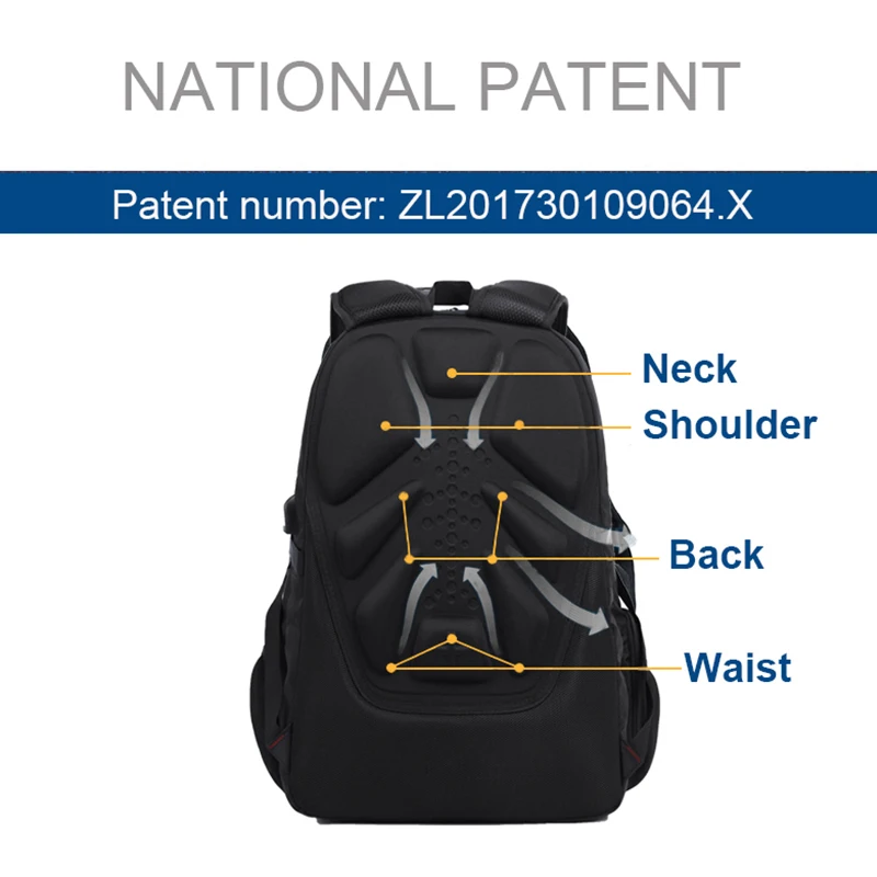 Рюкзак мужской для ноутбука 20 дюймов с USB-портом зарядки и защитой от кражи