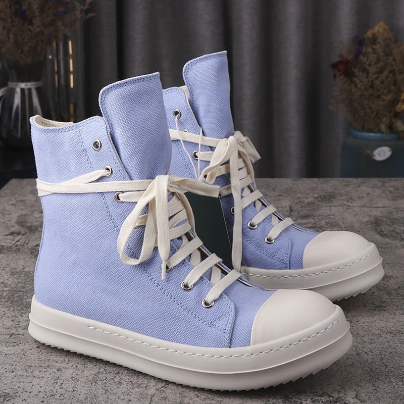 Sky Blue Canvas Sneaker Rmk Owews Shoes Men's Sneakers Owens Luxury Men's Casual Shoes Women's Hip Top Boots