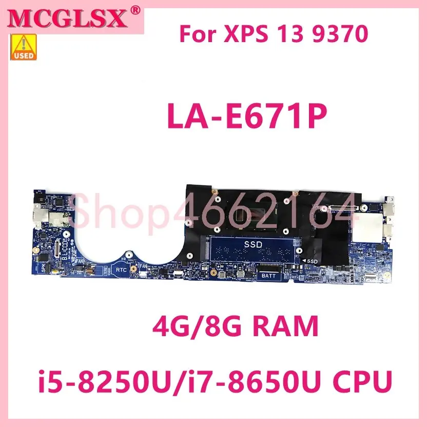 

CAZ60 LA-E671P i5-8250U/i7-8650U CPU 4G/8G-RAM Mainboard For Dell XPS 13 9370 Laptop Motherboard 100% Tested Working Used