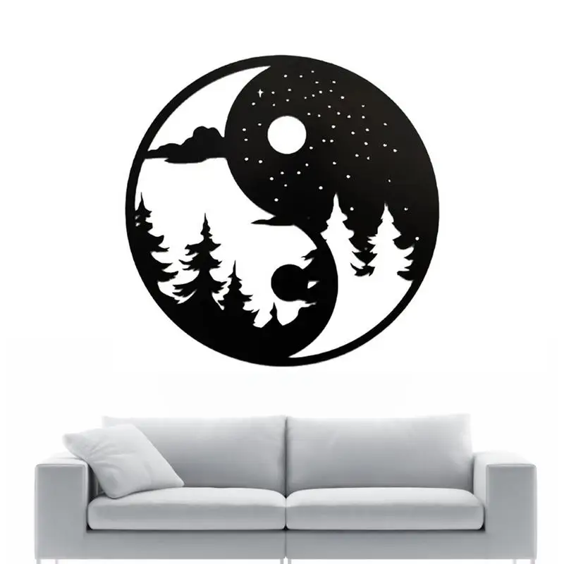 

Металлические настенные украшения для спальни, солнце, луна, Настенный декор, классический стиль, день и ночь, вверх дном, современная настенная Художественная Скульптура