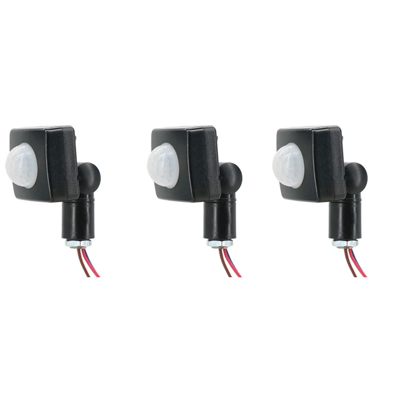 

3X 220V Mini Human Body Infrared Sensor Infrared Body Sensor Switch LED Flood Light PIR Motion Sensor Adjustable Black