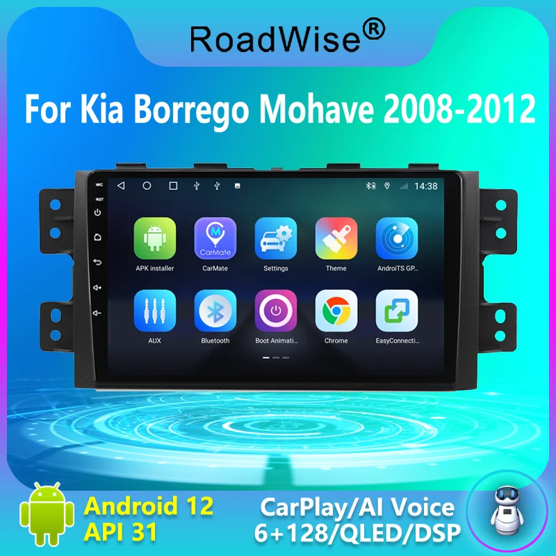 

Roadwise 2 Din Android 12 Car Radio Multimedia Carplay For Kia Borrego Mohave 2008 2009 2010 2011 2012 4G Wifi GPS DVD Autoradio