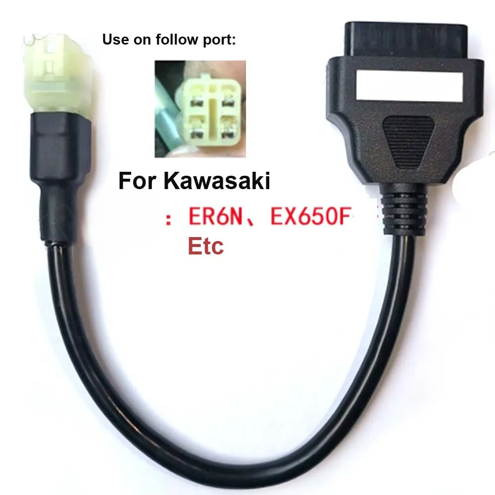 

Кабель для преобразования OBD2 для Kawasaki, 4-контактный 6-контактный индикатор EFI мотоцикла, 16-контактный адаптер OBD, диагностический разъем для серии Z Ninja ER6N