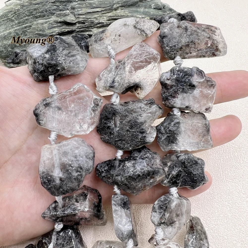 

Crudes Large Natural Raw Ore Black Rutilated Quartz Nugget Beads For DIY Jewelry Making MY230659