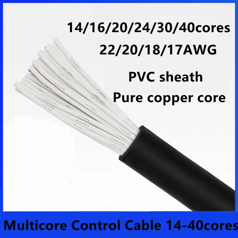 Fio de Sinal do Cabo do Condutor do Núcleo de Cobre Puro do Núcleo 16 24 20 30 40 Fio de Cabo do Pvc 17 18 20 22 Fio de Controle do Awg Fio Flexível