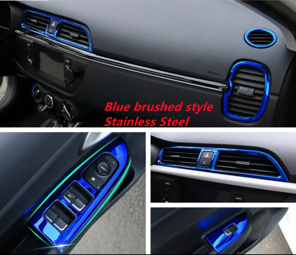 

For Kia Rio 4 X-line 2017 - 2020 Accessories Water Cup Holder Air AC Outlet Vent / Window Lift Button Panel Cover Trim