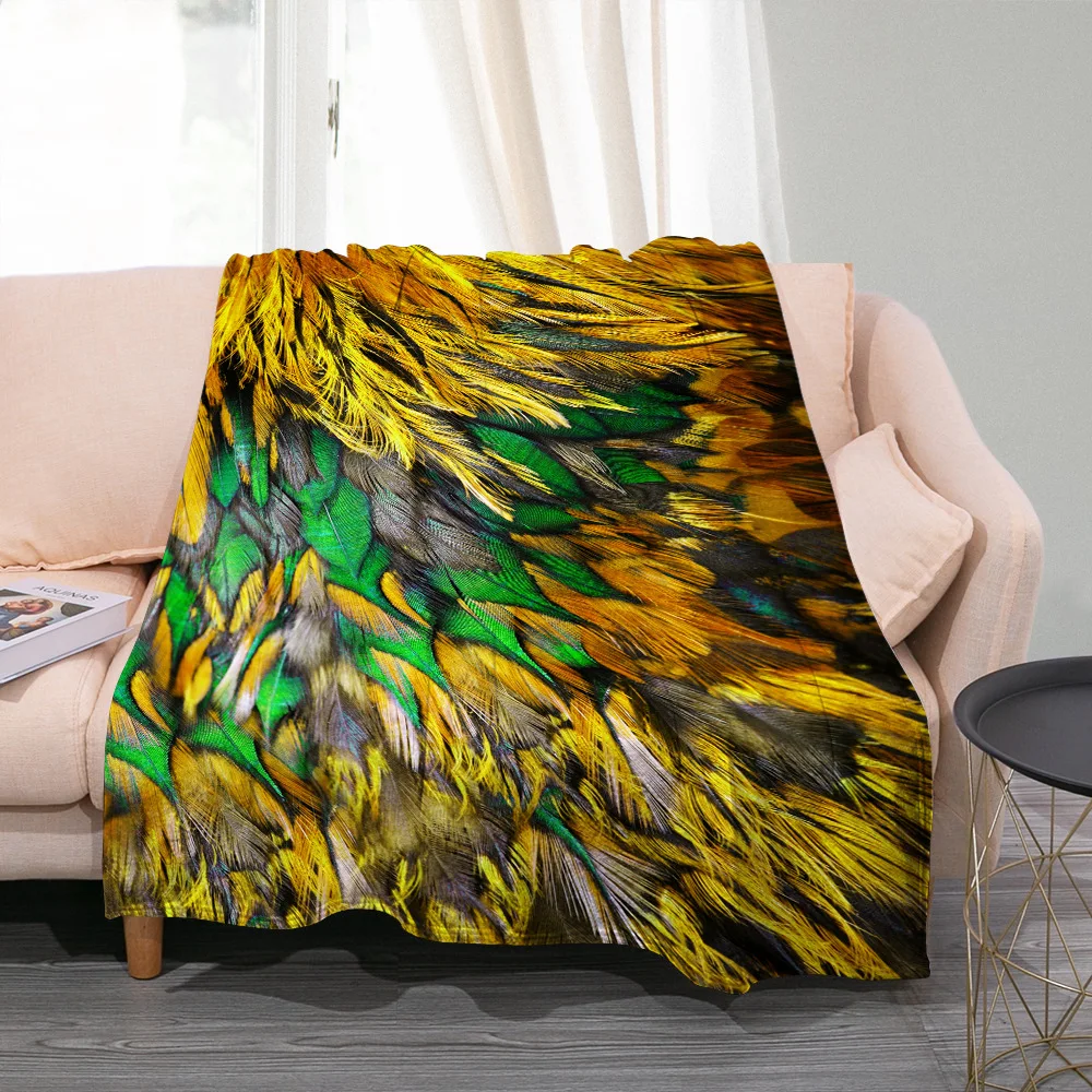 

Feathers Fashion Flannel Blanket Soft Warm Cozy Home Gifts for Bed Couch Sofa 3D Colorful Bird Feather Throw Blanket Peacock