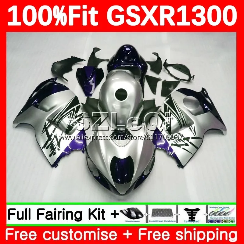 

Silver blue Hayabusa For SUZUKI GSXR1300 GSXR 1300 CC 1996 1997 1998 1999 00 2001 2002 2003 2004 2005 2006 2007 Fairing 87LQ.182