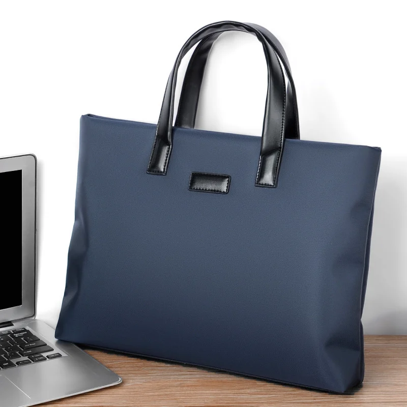 

Business Conference Men's Handbag Horizontal Zipper Briefcase Man Large Capacity File Tote Bag 14" Laptop For Male