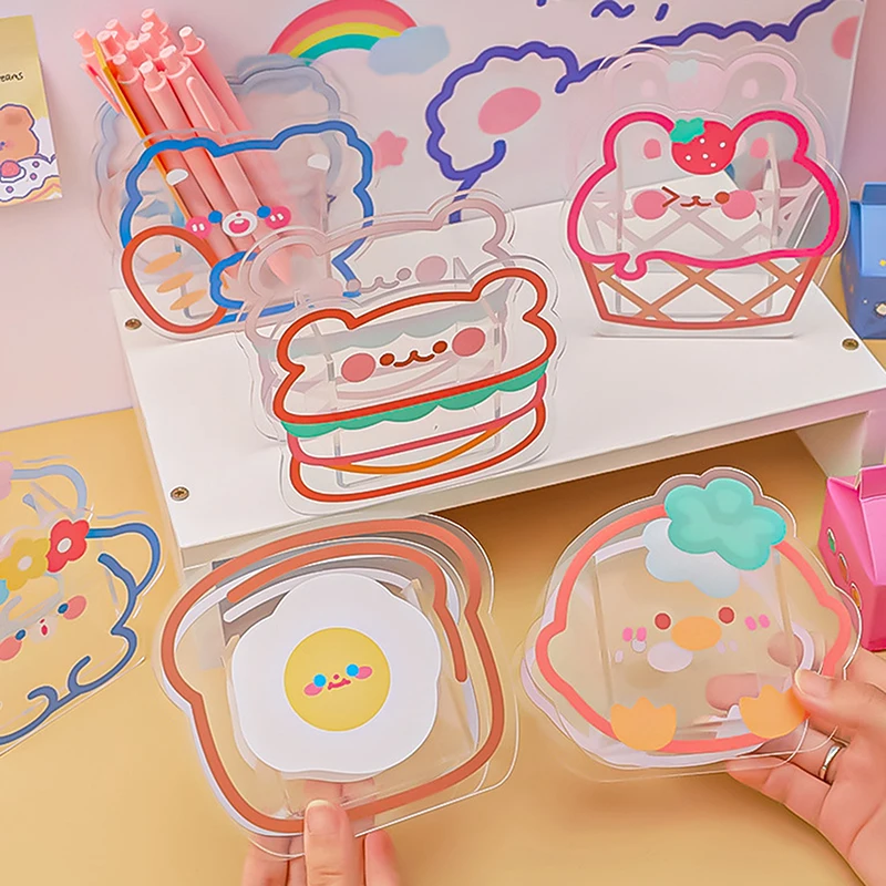 

Kawaii Puppy Creative Desktop Pen Holder Transparent Acrylic Desk Organizer Storage Box Pencil Cases School Stationery Supplies