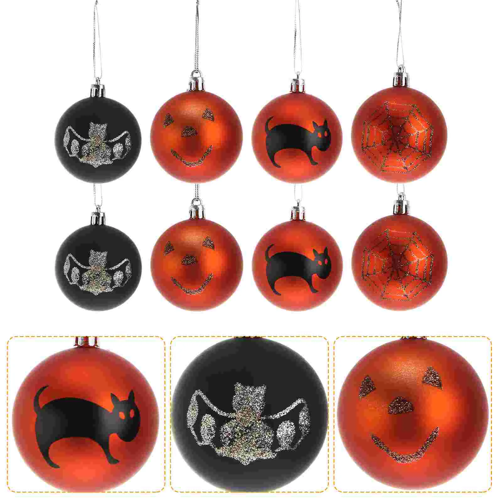 

Ornamenttree Ornaments Orange Black Decorations Hanging Minibat Cat Shatterproofspider Christmas Pumpkin Decor Propswreath