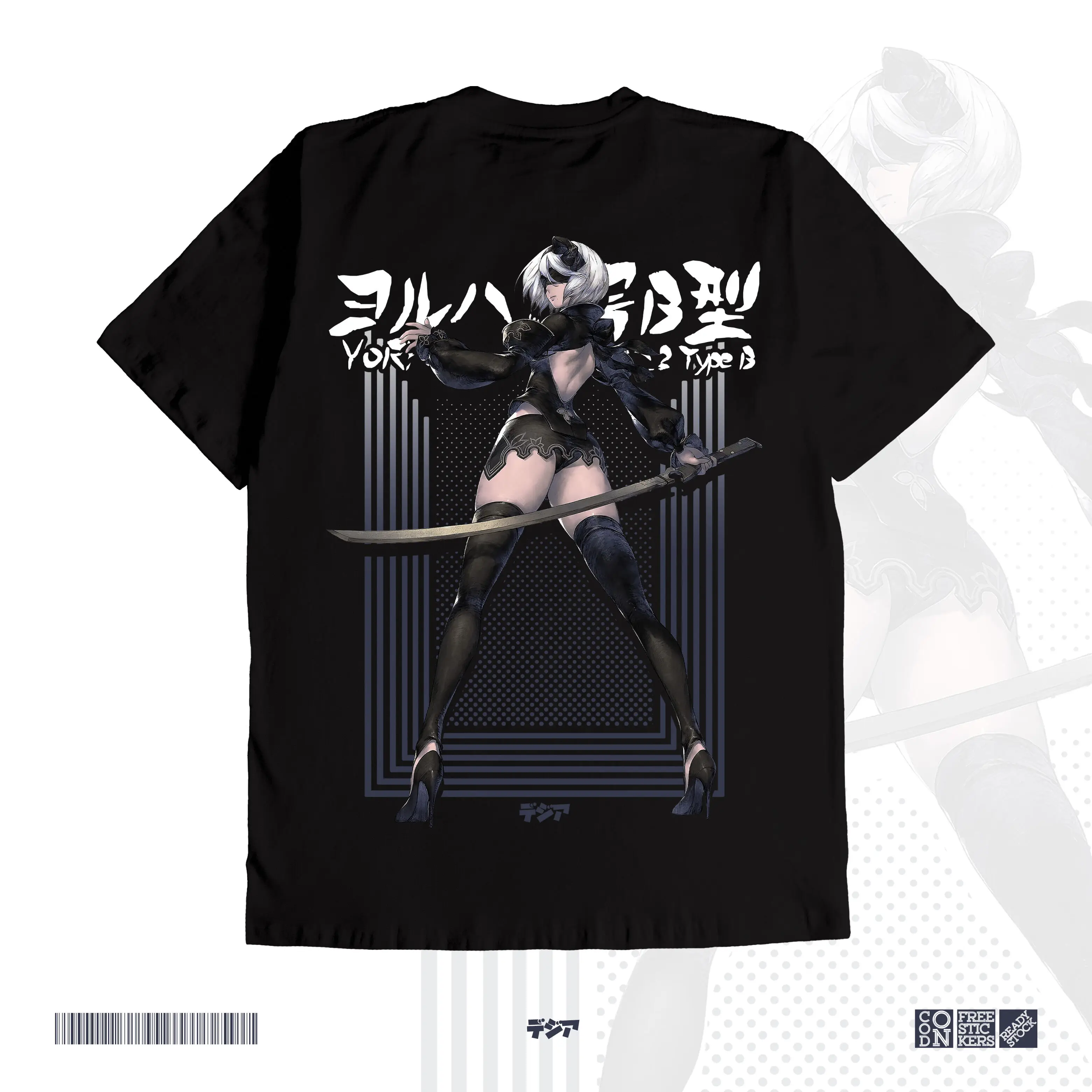 2B YORHA NO2 TYPE B NIER AUTOMATA GAME Kaos Футболка в стиле аниме Манга Baju настоящая ткань