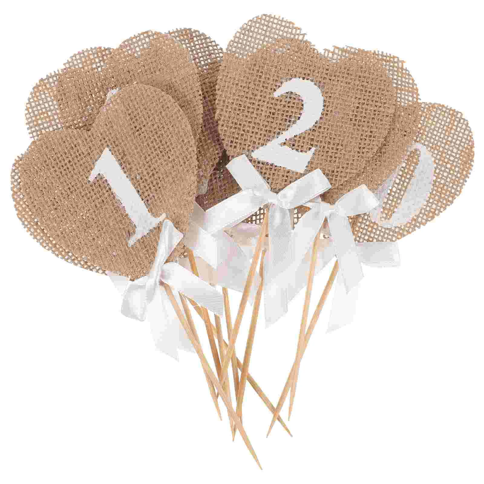 Номера стола в форме сердца деревенские джутовые гессианские баннеры из