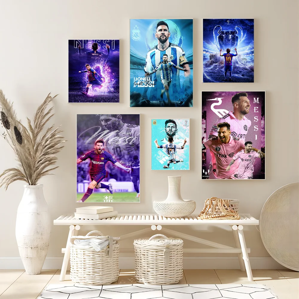Самоклеящийся Липкий Постер Football Star M-messi Необычная Наклейка На Стену Для