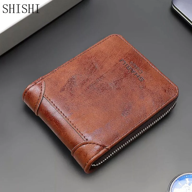 New Casual Wallet Men PU Leather Short Purse Small Wallet for Men Multifunction Card Holder Leather Wallet Male Coin Purse