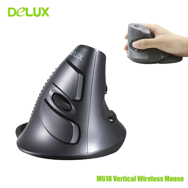 

Delux M618 Vertical Wireless Mouse Ergonomic Computer Gaming Mause Wired Adjustable 1600 DPI USB Optical Gamer Mice For Laptop