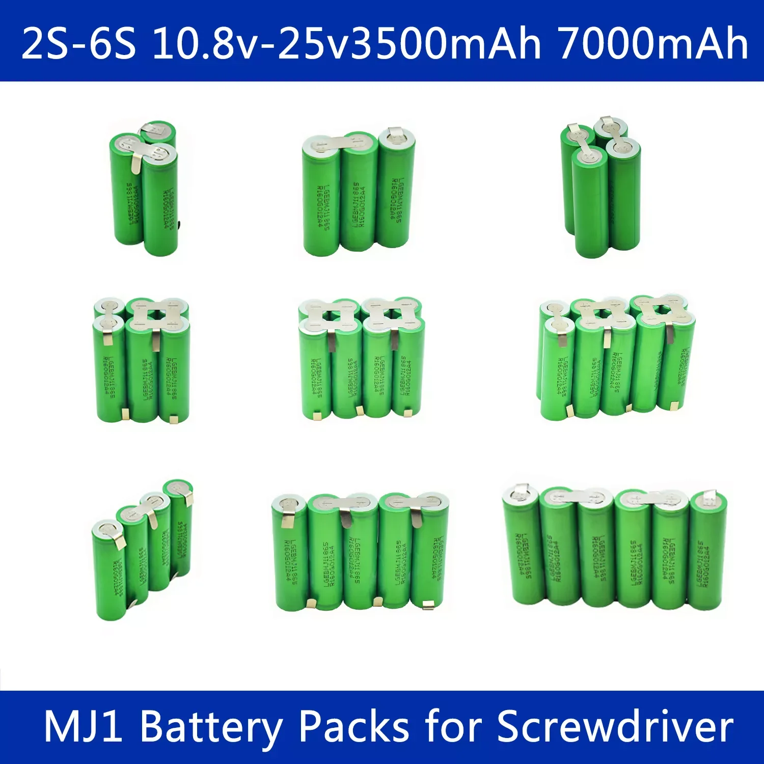 

NEW2023 18650 MJ1 3500mAh 7000mAh 20 amps 3S 4S 5S 6S 8S 7.4V 12.6V 14.8V 18V 25.2V 29.6V For Screwdriver batteries weld battery