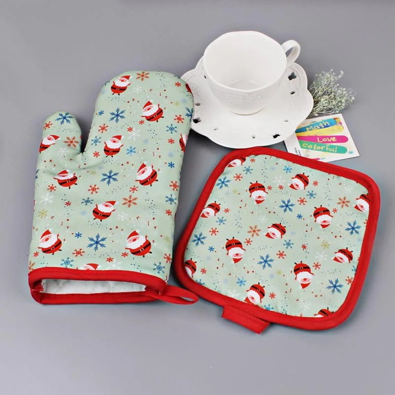

2 Sets of Christmas Gloves Oven Gloves Merry Christmas Decorations Christmas Decorations
