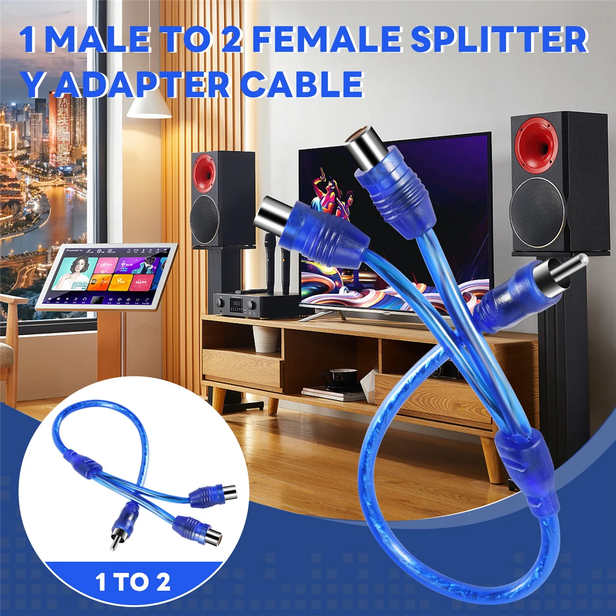 2x RCA Phono Y-образный разветвитель кабель-адаптер 1 штекер на 2 гнезда автомобильный