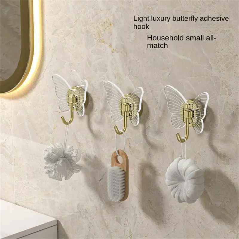 

New Creative Butterfly Hook Bathroom Punch-free Wall Hook Seamless Clothes Hook Door Entrance Hallway Strong Adhesive Hook
