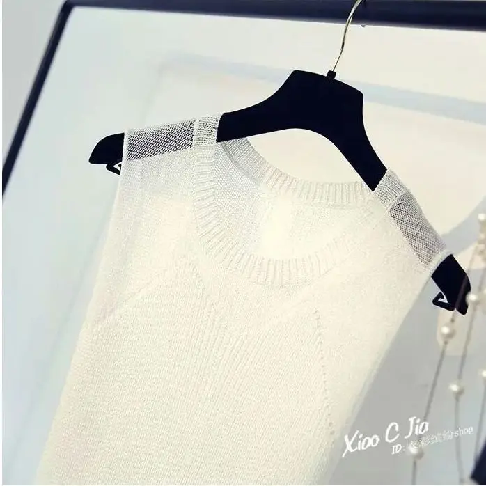 Корейская версия вязаный жилет из вискозы Женский Топ без рукавов свитер с