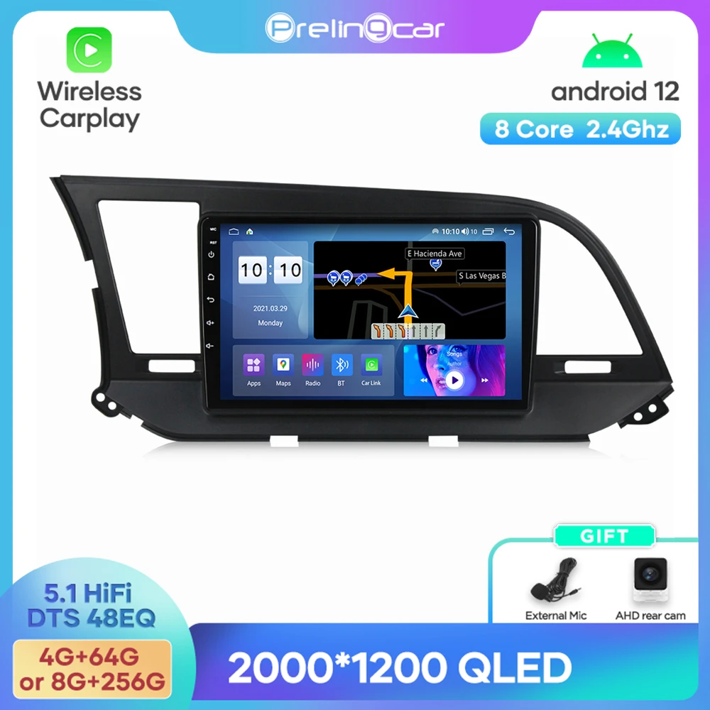 

Автомобильный мультимедийный плеер, 2DIN, Android, 12 DTS, стерео, Bluetooth, 48EQ, для Hyundai Elantra 2016-2020