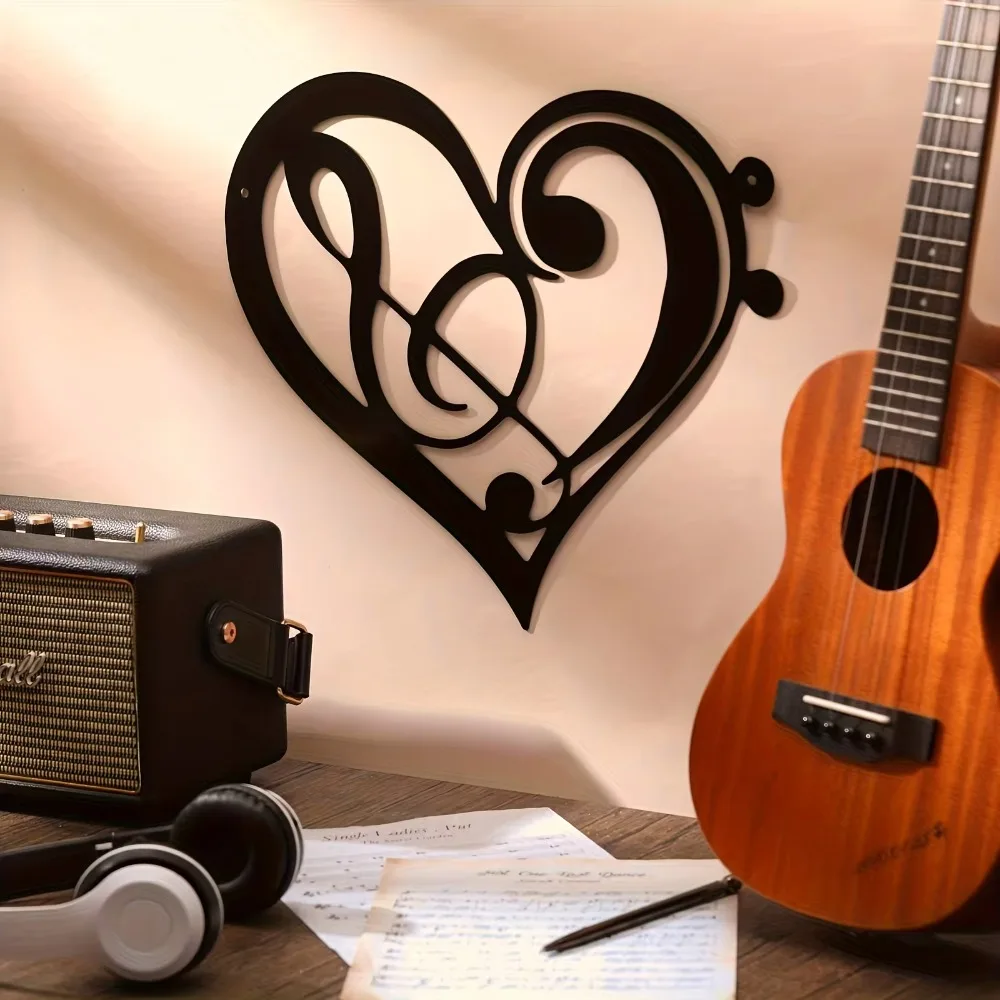 Винтажные Музыкальные Ноты Настенное Искусство Железное Металлическое Сердце