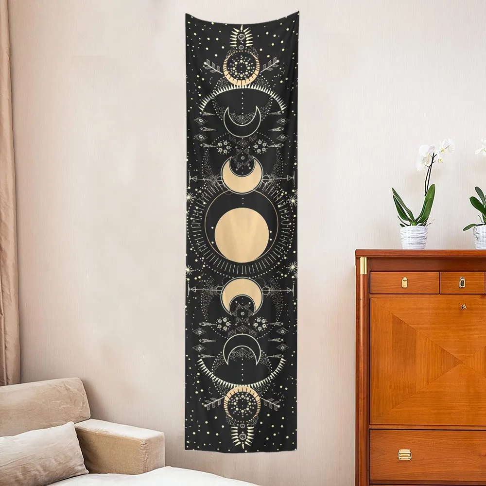 Лунная гобеленовая фаза богемного искусства для вертикального размещения на стене комнаты.