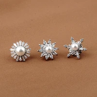 new flower pearl brooch for women suit zirconia pins anti unwanted exposure buckle mini collar pin jewelry clothing accessories