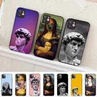 great art aesthetic david mona lisa phone case for iphone 11 12 13 mini pro max 8 7 6 6s plus x 5 se 2020 xr xs funda case