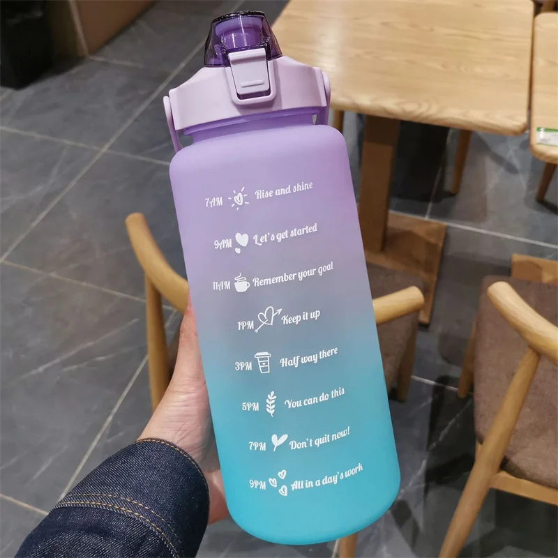 

2 Liters Water Bottle Motivational Drinking Bottle Sports Water Bottle with Time Marker Portable Reusable Plastic Cups