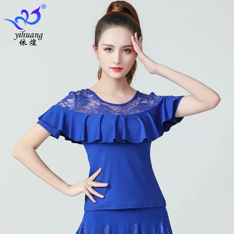 Новая танцевальная одежда с коротким рукавом для бальных танцев и