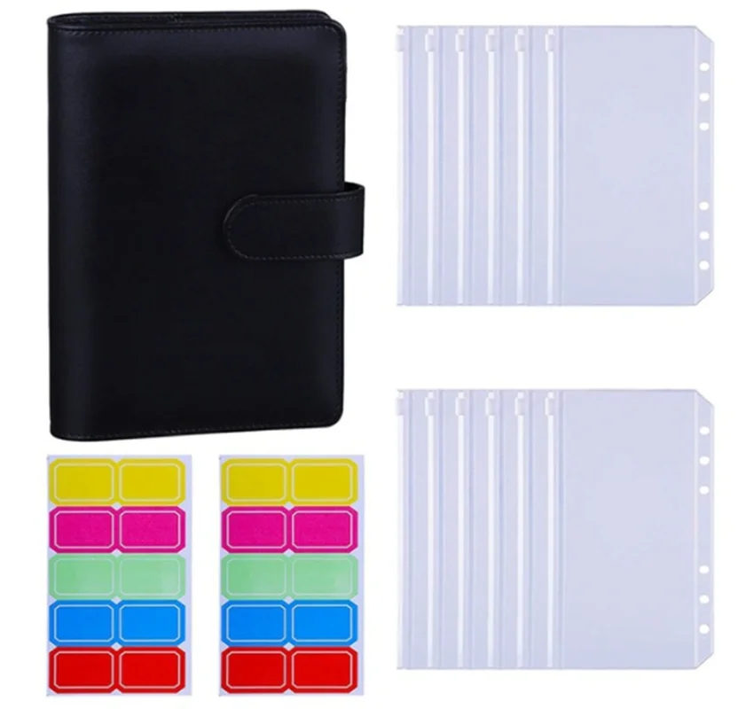 

A5 ежедневник, розовая папка для блокнотов и 6 шт., папка на молнии с 6 отверстиями, папка для бумажников, бумажник-конверт для наличных